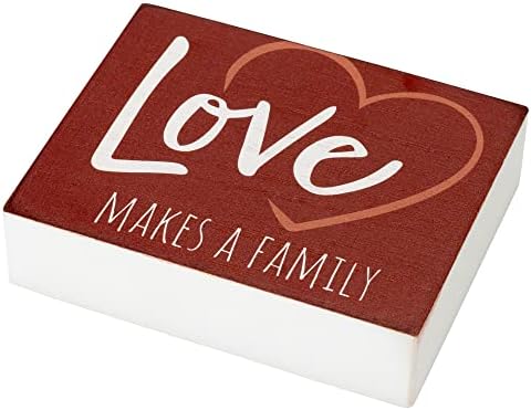 Еланзе Дизајнира Љубов Прави Семејно Срце 3 х 4 Бело Миење Дрво Блок Знак