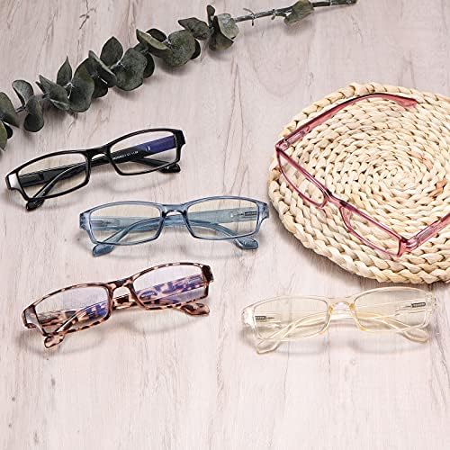 Јулуки 5 Пакет Очила За Читање Блокирање На Сина Светлина За Мажи Жени, Удобни Компјутерски Читачи Со Пролетни Шарки, Очила