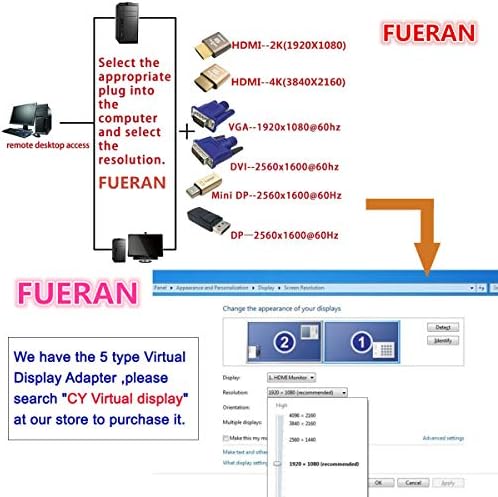Fueran DP - DisplayPort Display Emulator EDID Emulator Plug 4K
