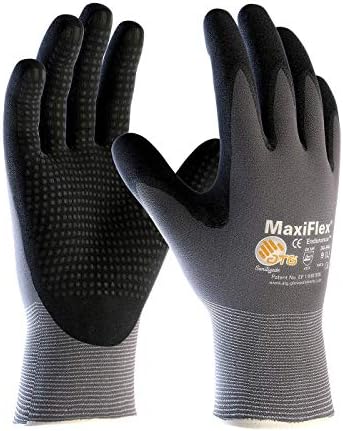 Maxiflex 34-844/средни нараквици нитрил Беспрекорен плетен најлонски ракавица со нитрилна обложена микрофома на палма и прсти -