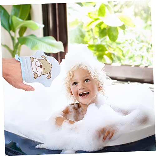 Исценета 2 парчиња бања памук деца белезници лице чистач ексфолијатор на телото на телото, избришете ракавица за ракавици за тело, чистач