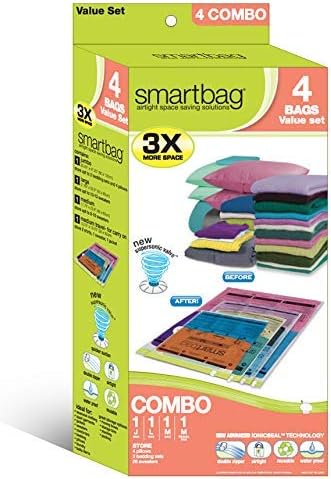 Паметен Дизајн SmartBag Cube Инстант Складирање На Заштеда На Простор-4 Кеси-Херметички Двоен Патент-Вакуумска Заптивка - За