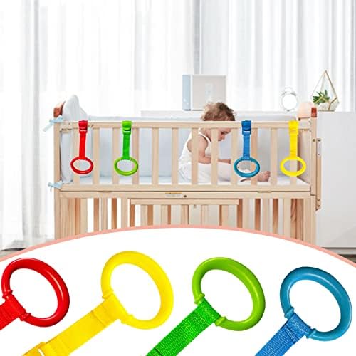 4 парчиња бебе креветчето повлечете го прстенот за бебиња, стојат Вокер алатка прстен бебе кревет, стојат прстени за одење асистент за дете