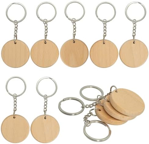Облека за гравура на дрво, празни места со дрвени клучеви со клуч со клуч со дијаметар од 20 парчиња 1,74 инчи