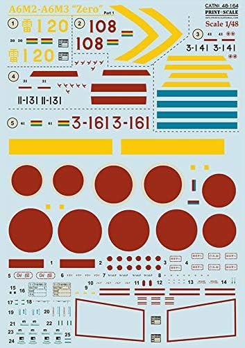 Скала за печатење 48-164 - 1/48 - Влажна декларација за Mitsubishi Zero A6M2 - A6M3 Дел 1