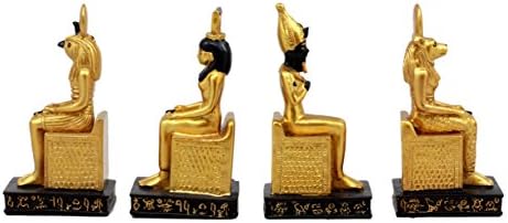 Подарок египетски богови Хорус Озирис Секмет и ИСИС седеше на тронови фигура сет од 4 декоративни минијатури 3,75 “ч