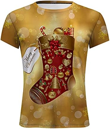 Божиќни маици XZHDD за мажи, војник краток ракав 3D XMAS Santa Claus Print Crewneck Tee Tops Tookuling Обични кошули рано есен одмор на одмор