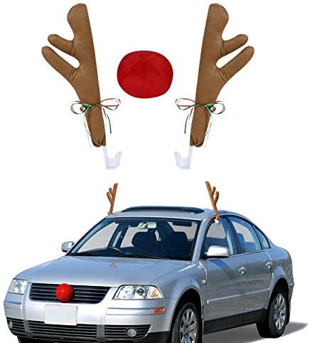 Ирвари за автомобили Антлерс и нос Поставете Божиќна Рудолф ирваси за ирваси за комплет за автомобили Божиќно костуми Божиќни празнични