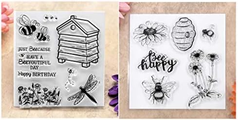 Кван занаети 2 листови со различен стил Пчела Среќни цвеќиња Среќен роденден јасни марки за правење картички за декорација и белешка