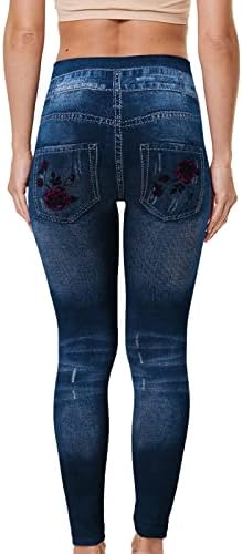 Женски јога панталони фармерки плус големини тексас цветни печатени панталони секси истегнување слаби теретани хеланки широки