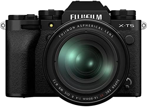 Fujifilm X-T5 Огледало Дигитална Камера, Црна СО XF 16-80mm f/4.0 R OIS WR Објектив, 128gb SD Картичка, Дополнителна Батерија,