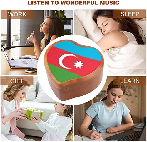 Знаме на Азербејџан пошумени музички кутии Гроздобер врежана срцева музичка кутија подарок за Божиќ роденден на годишнината од в Valentубените