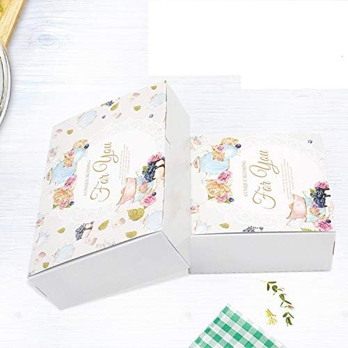 Кутија за подароци 10 парчиња Кутии За Кекси Пакување За Подароци Свадбена Забава Пакет За Печење Макарон Гроздобер Цветна Кутија За Торта