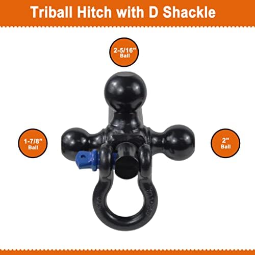Toptow Recovery Shackle Ball Hitch Mount W/Triple Town Ball, 2-in Shank, Multi For за кутија за приемници за приколка од 2 инчи приколка