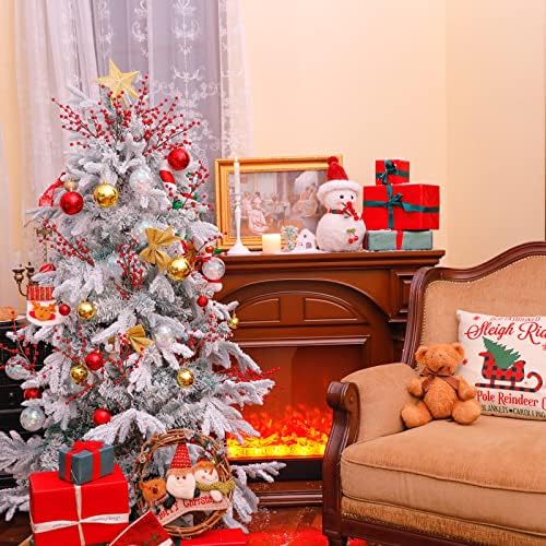24 пакувања вештачки холи Бери стебла за новогодишна елка, декор за дома, вештачки бургундски Бери, Божиќ декор, црвени бобинки, избор