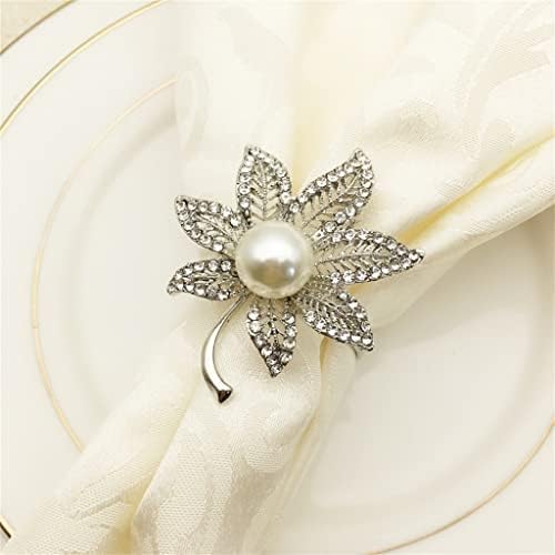 XJJZS 10 парчиња/ бисер јавор лисја прстен дијамант метал прстен за венчавки хотелски маса за салфетка копче за десктоп декорација