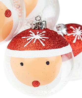 Умни креации Дедо Мраз украс на елка со снег | 4 пакет | Празничен празник декор | Лесен отпорен на тресење | Вклучени жици | 2,8 дијаметар