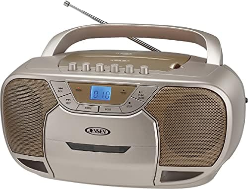 Јенсен ЦД-590-Ц ЦД-590 1-WATT Portable Stereo CD и Cassette Player/Recorder со AM/FM радио и Bluetooth