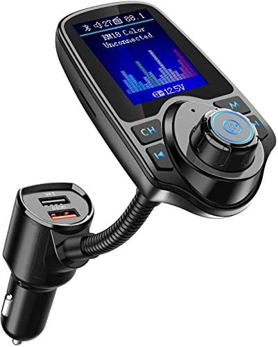 Nulaxy Wireless In-Car Bluetooth FM Transmiter Radio Adapter Комплет за автомобили W 1.8 инчен дисплеј поддржува TF/SD картичка