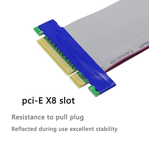 Gelrhonr PCI-E 8x до 16x слот Riser Cable, PCIe 8x машки до PCI-E 16X женски продолжен кабел за графичка картичка, флексибилен кабел за