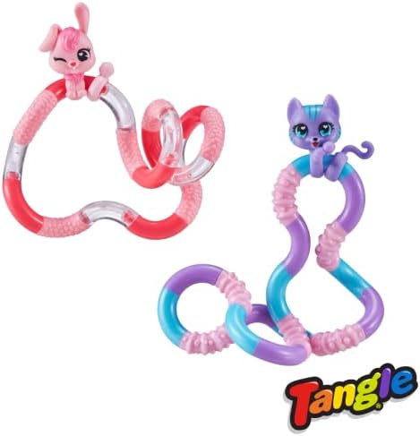 Tangle Jr. Pets 2 -Pack Kitty and Bunny - Tangle Fidget Pets Fidget Toys - Подарок за играчки за играње - Фиџетс за училиште - Симпатични