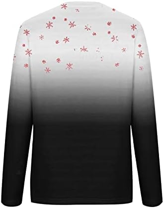 Грдите Божиќни џемпери за жени мода 2023 Нова Година екипаж со долги ракави кошула за џемпери Врза, боја на блуза, слатки блузи