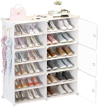Кабинет за складирање на решетки за чевли Jomifin со врати, организатор на преносни чевли, решетка за проширување на стоење, чизми