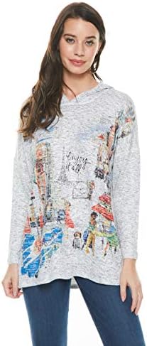 Иноах - Париз Трип, долг ракав, современ моден пуловер качулка врв