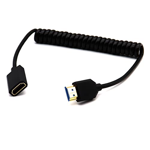 Ултра тенок HDMI кабел со голема брзина, машко Discool HDMI до HDMI Femaleенски конектор Адаптер Флексибилни пролетни кабли за продолжување,