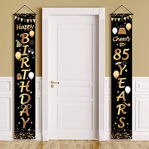 2 парчиња 85 -та роденденска забава украси Cheers to 85 години банер тремот знак врата виси банер 85 -та забава украси добредојде