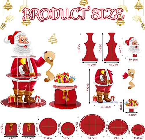 Kritkin Merry Christmas Cupcake Stand 3 Tier Xmas Holiday Party Cupcake Toppers Божиќна торта штанд Десерт држач за кула за Божиќна празничка