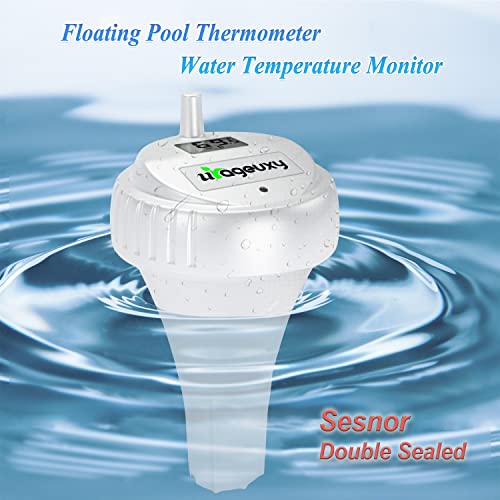 Уригукси безжичен пловечки базен термометар, монитор за температура на отворено во затворен простор за базен, бањата, топли кади и езерца