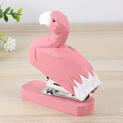 Додатоци за биро за Nuobesty Flamingo Mini Animal Stapler новини дрвени степлер живописно рачно изработено дрво степлер, декорација на десктоп