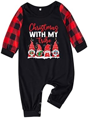 Бебе Семејство Божиќни пижами Домашни костуми Постави Божиќни печати пижами карирани ракави црни празници пижами поставени родител карирани семејни