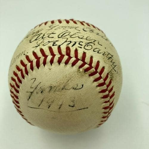 Џо Мекарти 1943 Јенки Сингл Потпишан Бејзбол ОД Американската Лига ЈСА КОА РЕТКИ-Автограмирани Бејзбол Топки