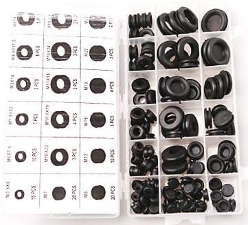 125 парчиња/многу црни прстен гумени громити асортиман запечатување за заптивка за заптивки со автомобил со камион со камион за автомобили