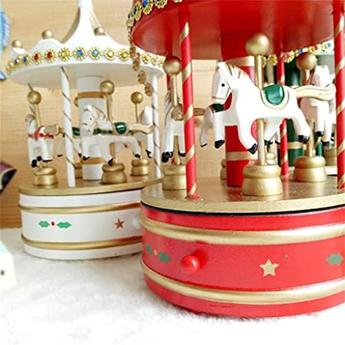 Дрвкхкл дрвена класична музичка карусел музичка кутија Симпатична Божиќна украси (боја: црна, големина