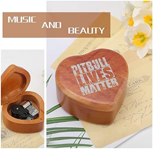 Pitbull Lives Matter Vintage Wortage Clockwork Musical Box Music Box Music Box подароци за семејни пријатели на lубовници