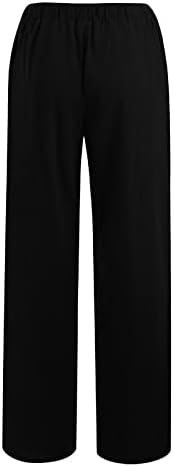 Miashui плус големина јога панталони женски обични цврсти бои врски памук лабава јога памучни панталони тен панталони за жени