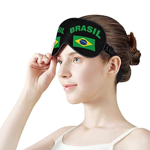 Знаме на бразилска маска за очи за спиење со спиење со прилагодливи блокови од ленти, светло заслепеник за патување за спиење