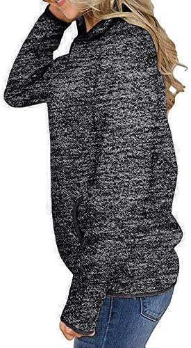 Sinzelimin женски трикотажа за пикалови моден патент нагоре, јака со долги ракави, обични џемпер, обични џебови, маички врвови