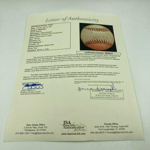 Вили мејс Потпиша Гроздобер 1950 Националната Лига Џилс Бејзбол СО ЏСА Коа-Автограм Бејзбол