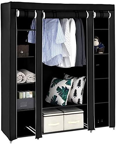 Плакарот за гардероба во Ланчи со неткаена ткаенина - брзо и лесно склопување, висок 69 , црно