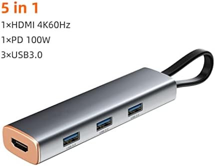 N/КАБЕЛ Мулти 5 ВО 1 USB ЦЕНТАР Тип Ц ДО 4K 60Hz HDMI-Компатибилен USB 3.0 PD 100W За Компјутер Воздух