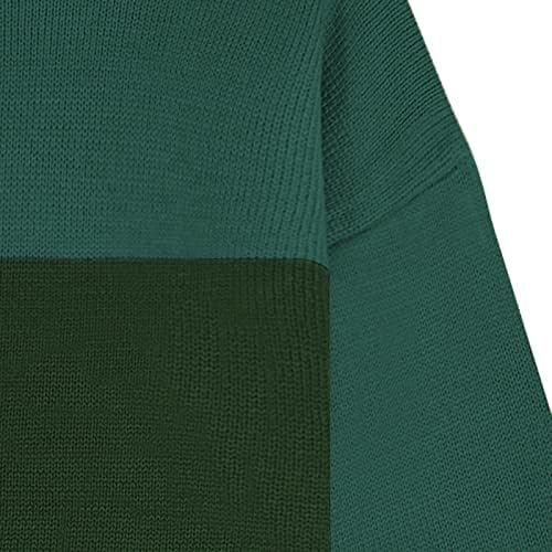 2022 џемпер за жени Зимски женски плетени џемпери пулвер со долги ракави блок во боја на трикотажа со плетенка плетени врвови