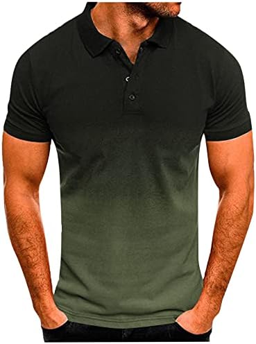 HDDK MENS POLO кошули градиент Голф врвови лето кратки ракави Хенли копче со кој се собере спортски тениски мускулен обичен маица