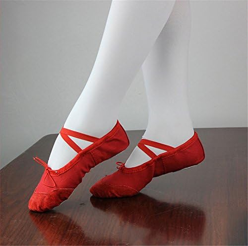 Lonsoen Ballet Slipper Shoes се протегаат сатен балерини танцуваат јога станови со чисти панделки за девојчиња (дете/мало дете/големо дете