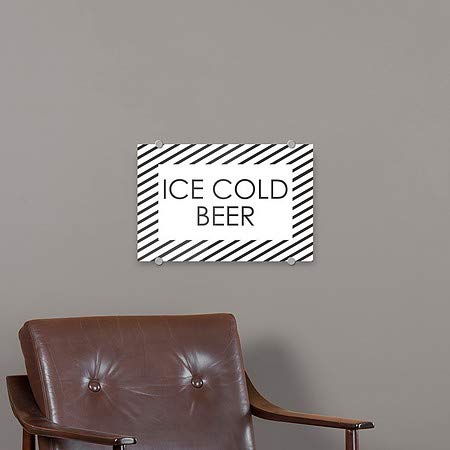 CGSignLab | „Ледено ладно пиво -Стрип бело“ Премиум акрилен знак | 18 x12