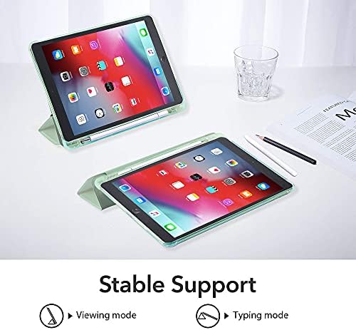 Idocolors Симпатична дух на лице зелена подлога кутија за iPad 7/8-ми/9-та генерација Симпатична girly анти-шок-шок-отпорен на шок со