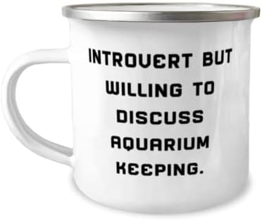 Убави подароци за чување на аквариум, интроверт, но подготвени да разговараат за чување на аквариум, мотивациска кригла 12oz кампер